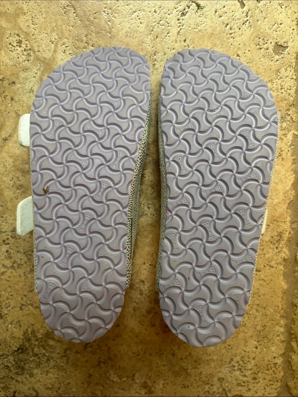 Birkenstock Kids Iridescent Silver Double-Buckle Sandals in size 33